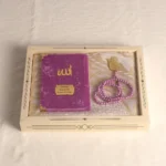 Hediyelik Lüks Kutuda Seccadeli Lila Renkli Kadife Yasin ve İsme Özel İnci Tesbih Seti - Görsel 2