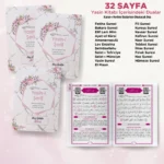 Altıgen Model Pembe Renkli Yasin Kitabı, Piramit Külah, Mevlüt Şekeri, Ayet-el Kürsi Magnet, Karton Çanta ve Tesbih - Mevlüt Hediyelikleri - Görsel 3