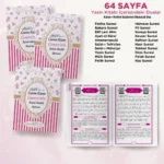 Çizgi Model Pembe Renkli Yasin Kitabı, Piramit Külah, Mevlüt Şekeri, Ayet-el Kürsi Magnet, Karton Çanta ve Tesbih - Mevlüt Hediyelikleri - Görsel 2