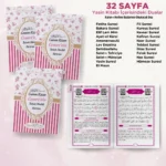 Çizgi Model Pembe Renkli Yasin Kitabı, Lokum Kutusu, Magnet ve Karton Çanta - Mevlüt Hediyelikleri - Görsel 3